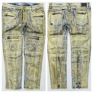 New ROBIN'S JEAN Racer Coated Slim Jeans SZ 40